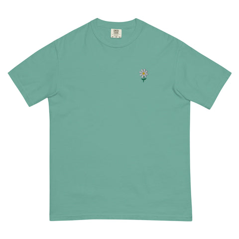 Daisy-Embroidered-T-Shirt-Seafoam-Front-View