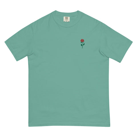 Rose-Embroidered-T-Shirt-Seafoam-Front-View