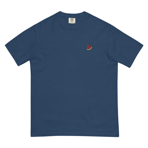 Watermelon-Embroidered-T-Shirt-True-Blue-Front-View
