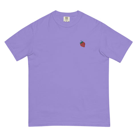 Strawberry-Embroidered-T-Shirt-Violet-Front-View