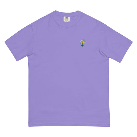 Daisy-Embroidered-T-Shirt-Violet-Front-View