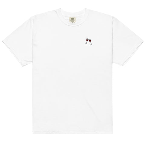 Wine-Embroidered-T-Shirt-White-Front-View