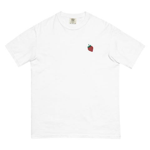 Strawberry-Embroidered-T-Shirt-White-Front-View