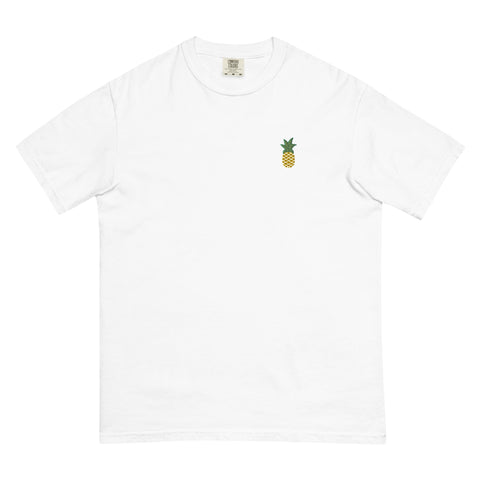 Pineapple-Embroidered-T-Shirt-White-Front-View